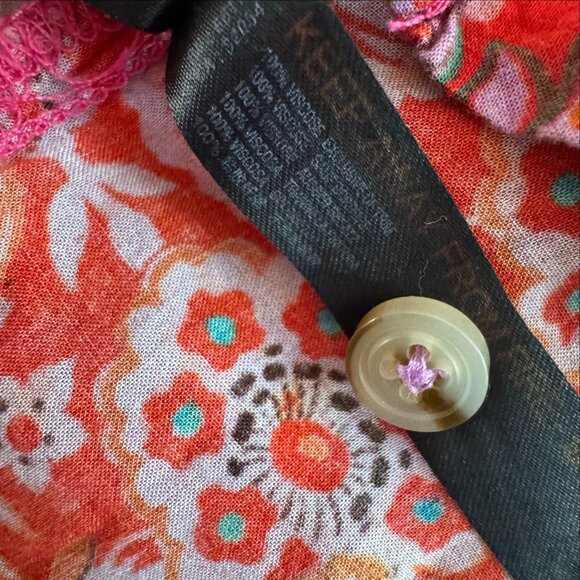 Anthropologie Boho Floral Pajama Set Farm Rio Inspired Print Red Pink Sleepwear - Picture 12 of 14